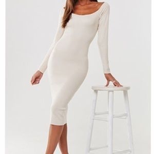 off the shoulder midi dress